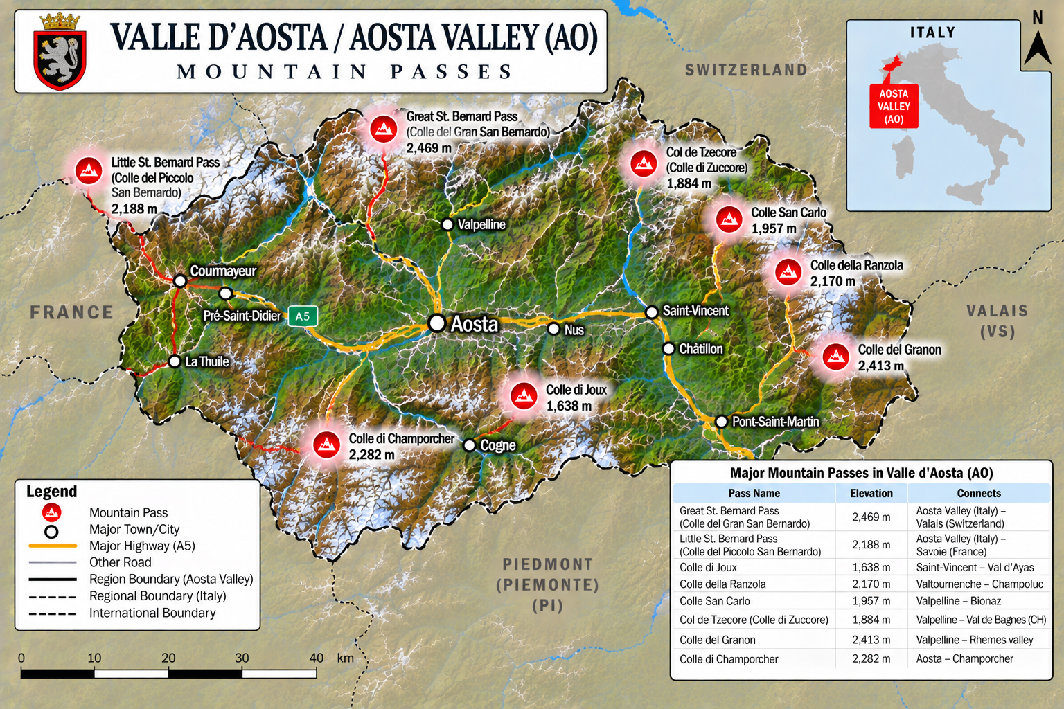 Aosta Valley (Valle d'Aosta) Map